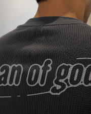 Waffle Knit Tee- Acidwashed Grey